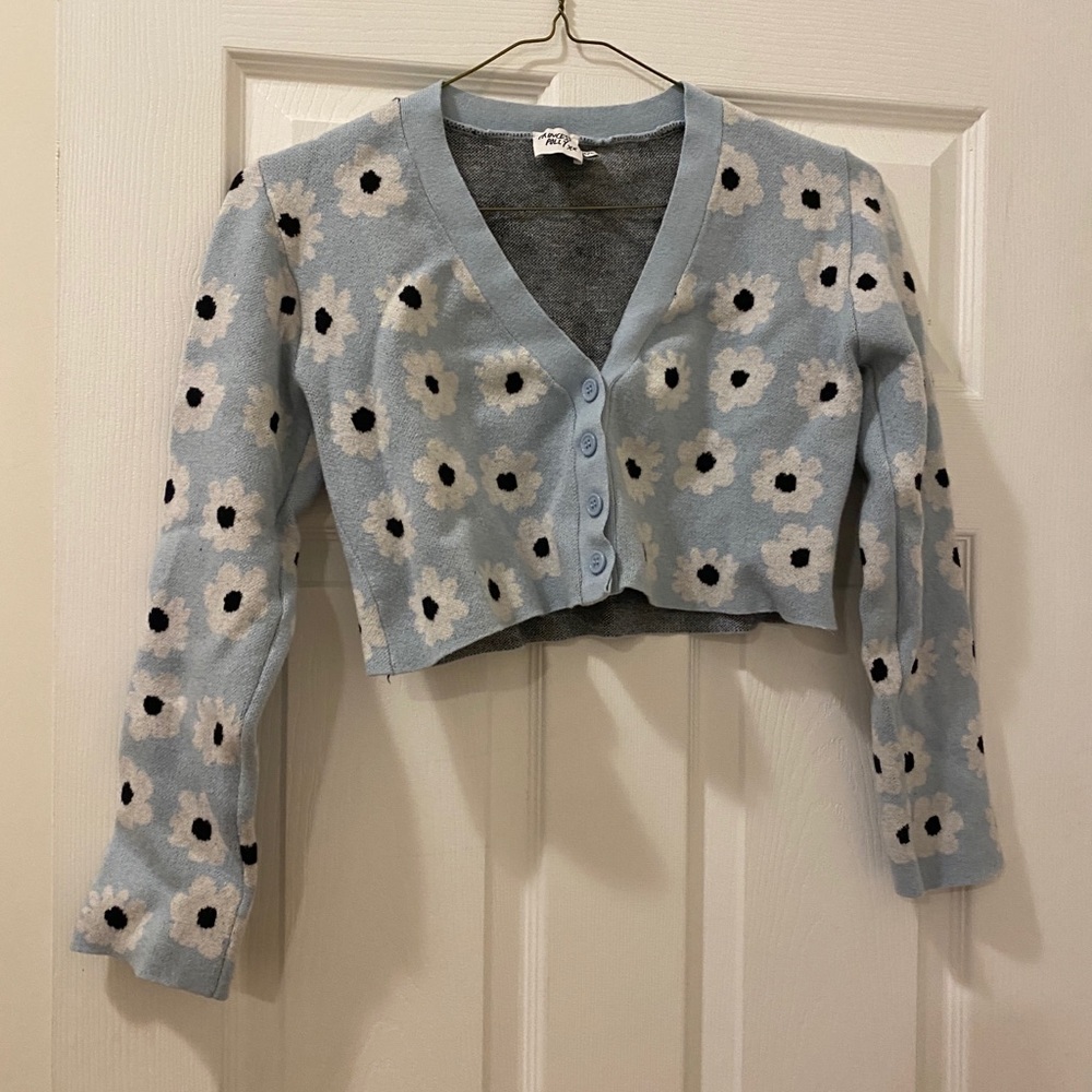 Princess Polly blue cropped cardigan